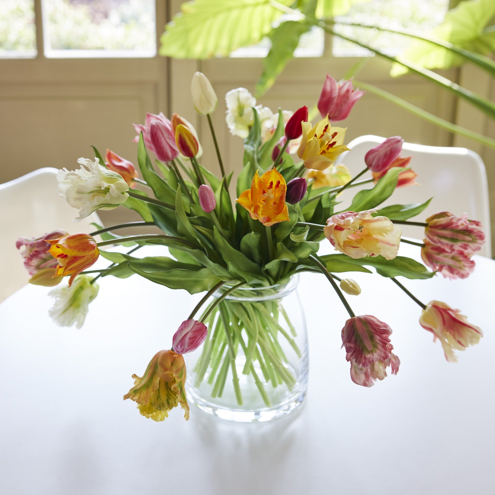 Tulpen boeket 13x39cm - roze/multi