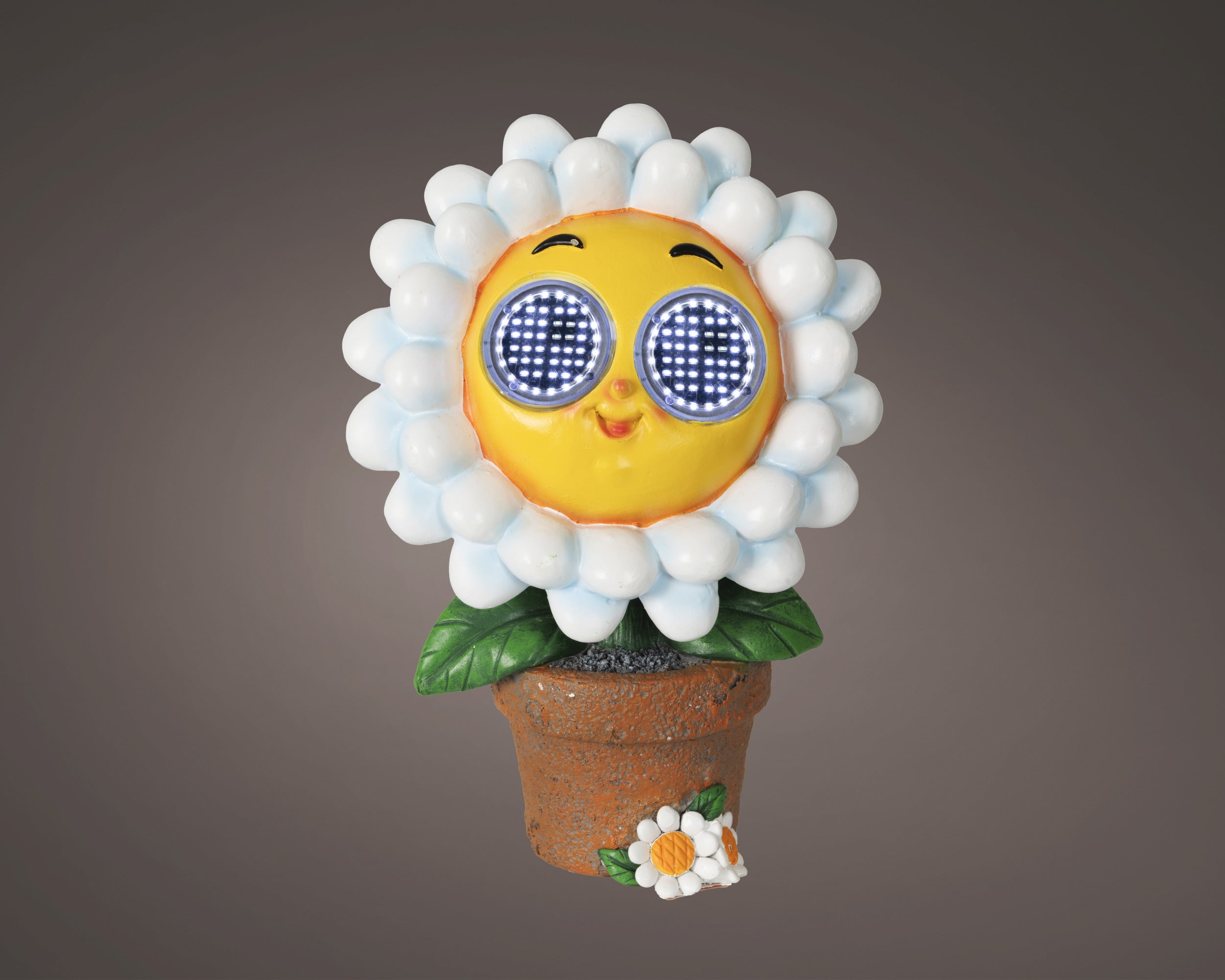 Solarverlichting bloem in pot outdoor - 10,5x15,5x22cm - wit/geel