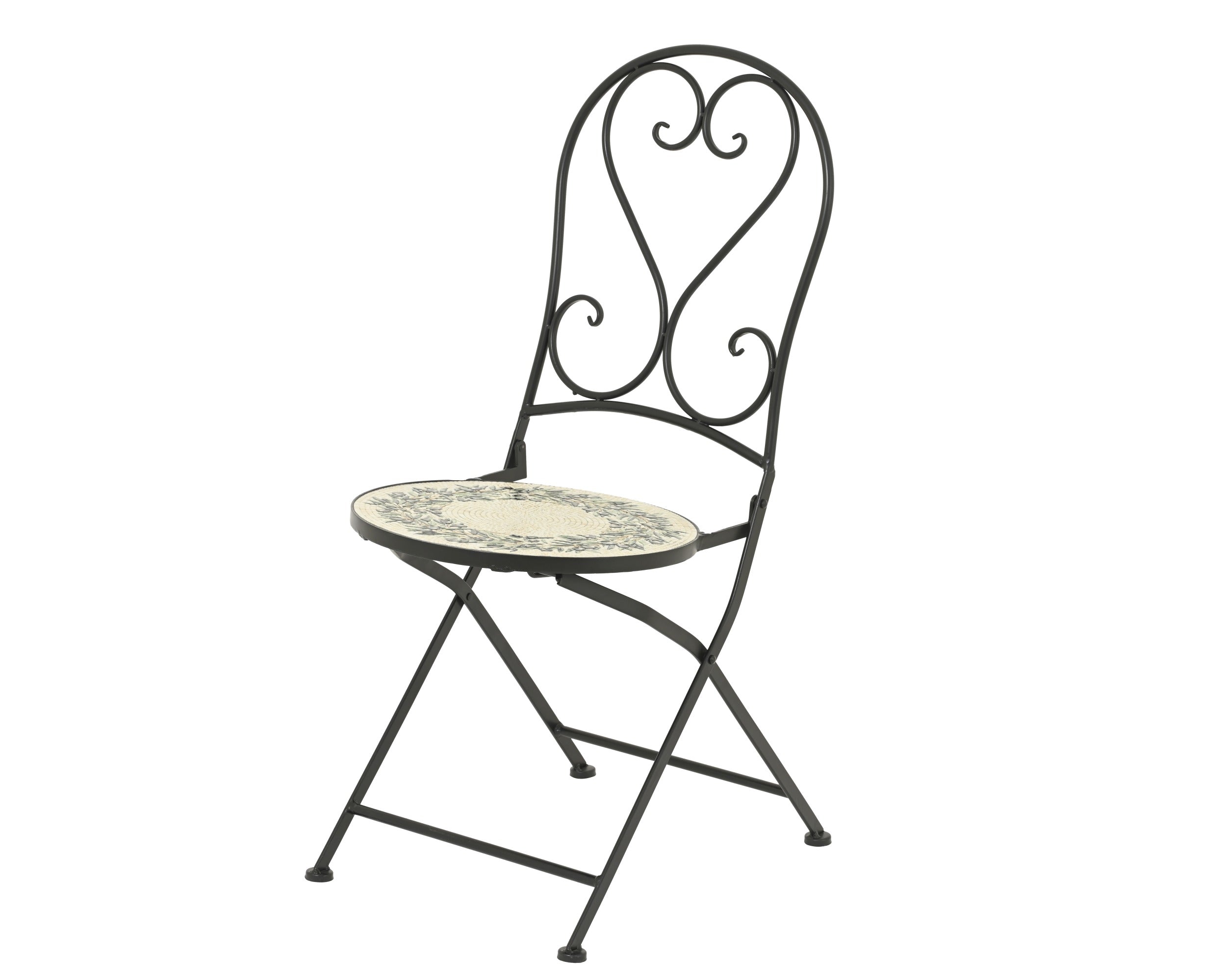 Athens bistrostoel mozaiek staal outdoor - 39x50x93cm - zwart/ multi