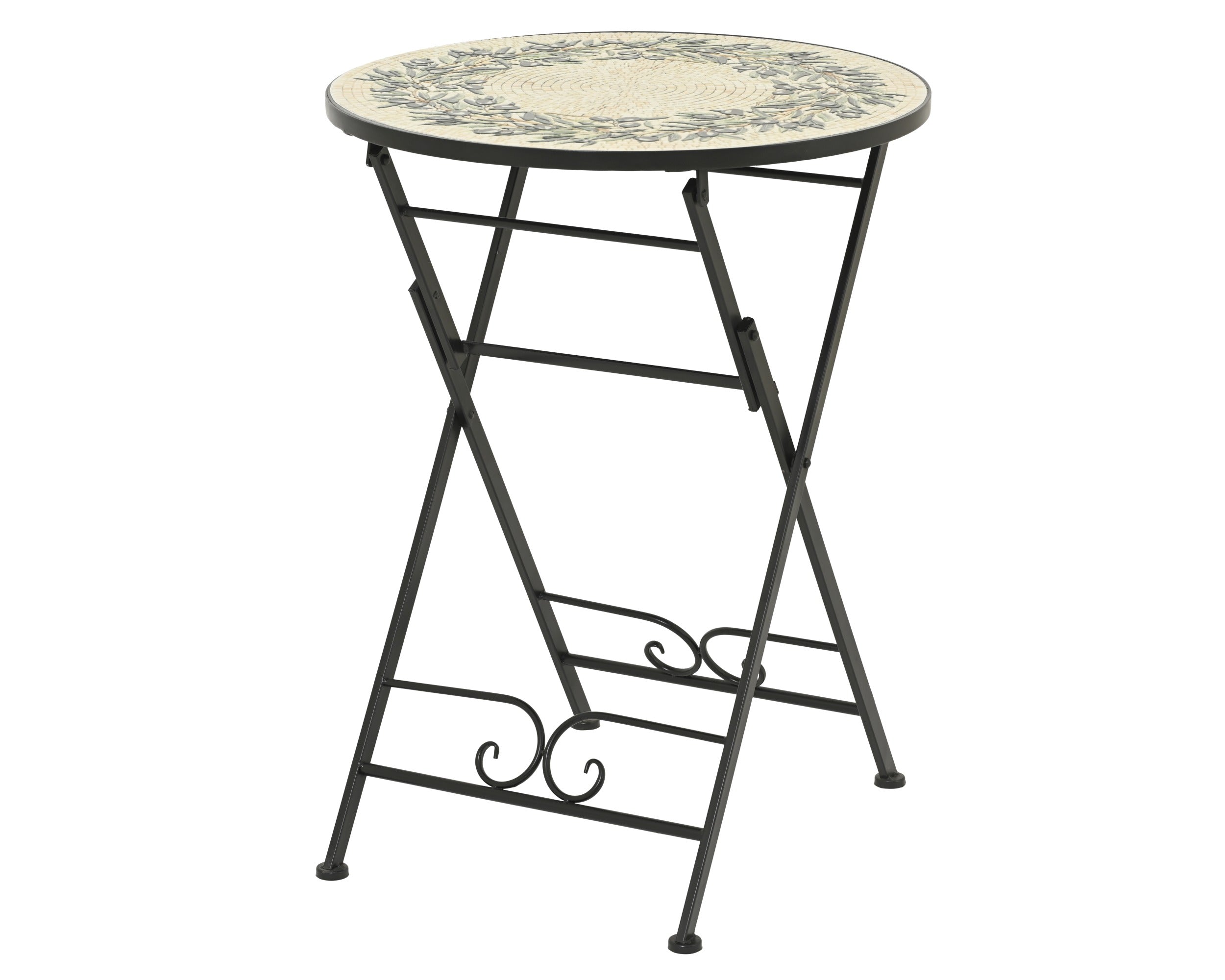 Athens bistrotafel staal outdoor mozaiek - 58x76cm - zwart/ multi