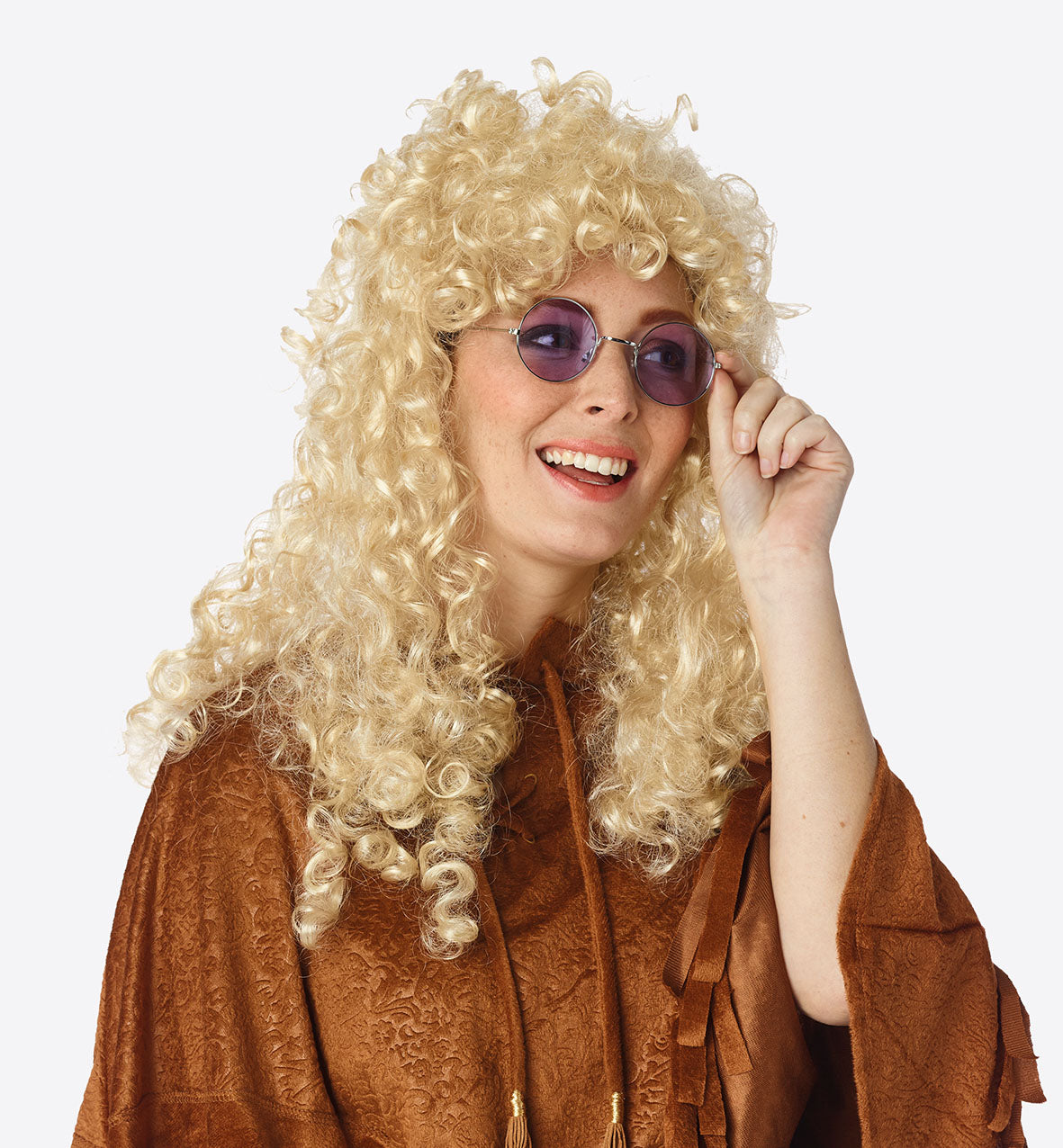 Pruik lange krullen - blond