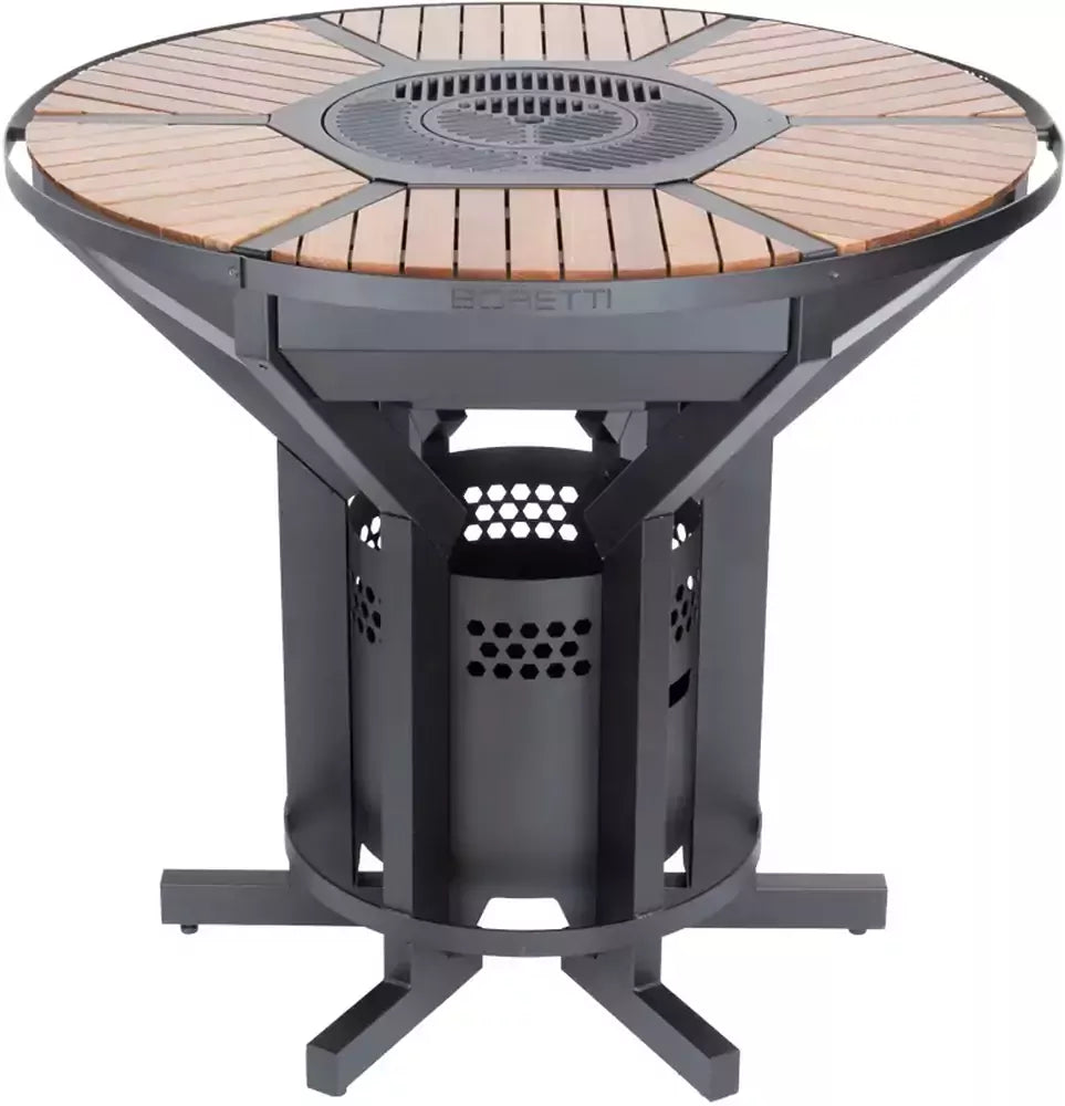 BORETTI Focolare barbecue houtskool/ vuurschaal-teakhout tafelmodel excstoel