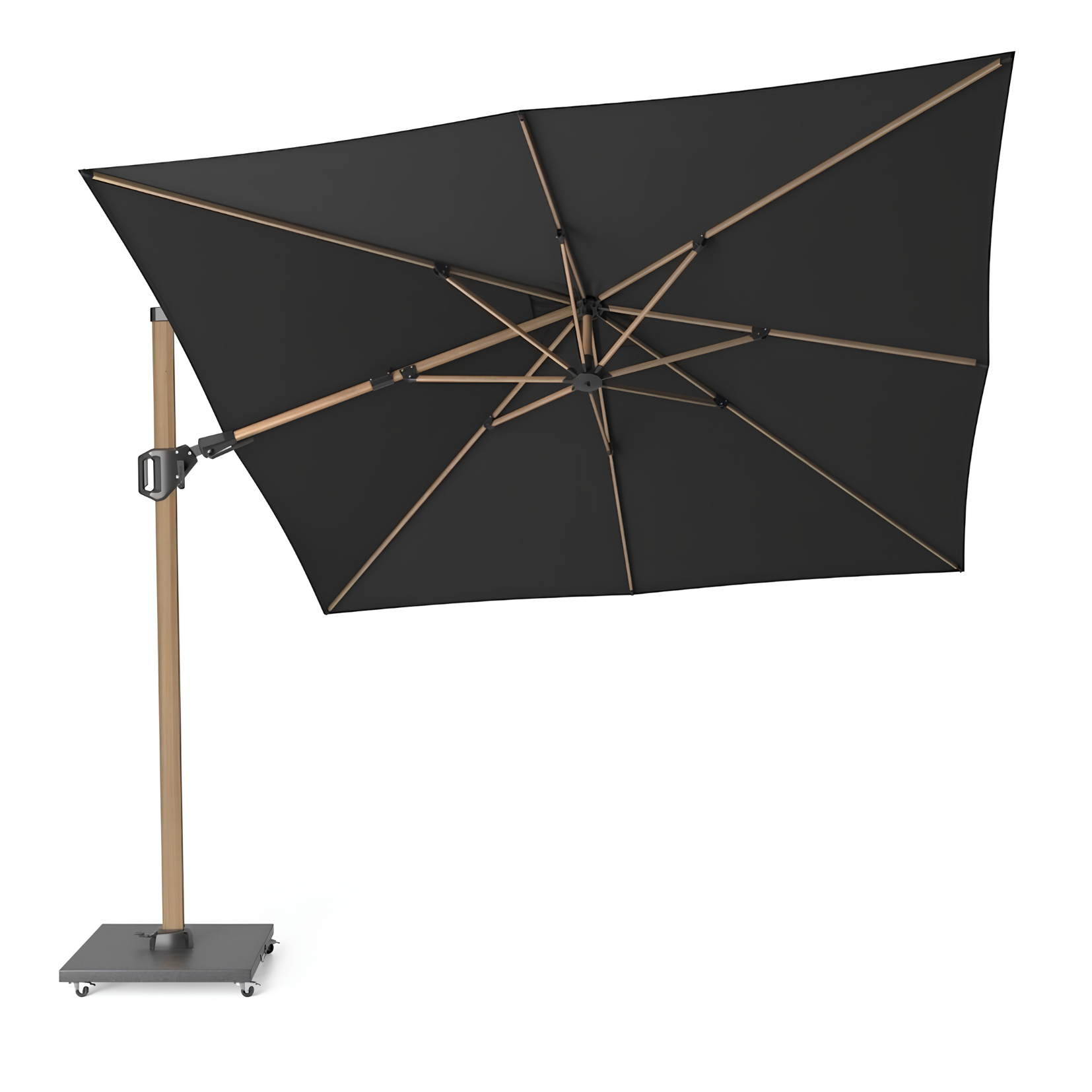 PLATINUM Challenger T2 premium parasol - 300x300cm - faded black/ teak look mast