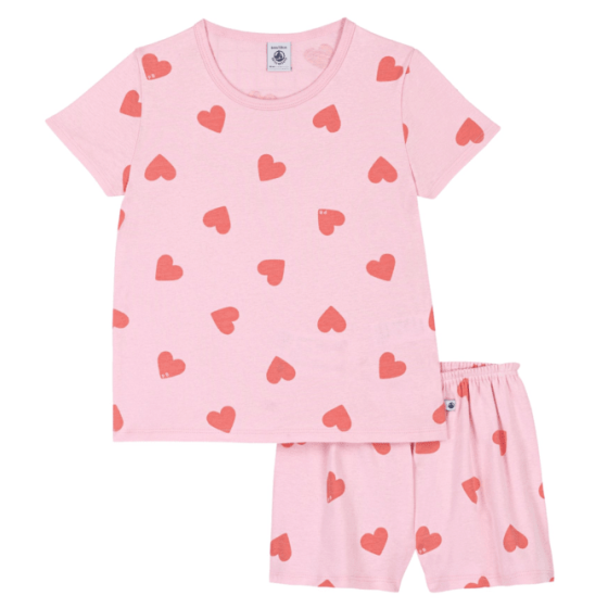 PETIT BATEAU Pyjama m/hartjesprint - roze - 4y