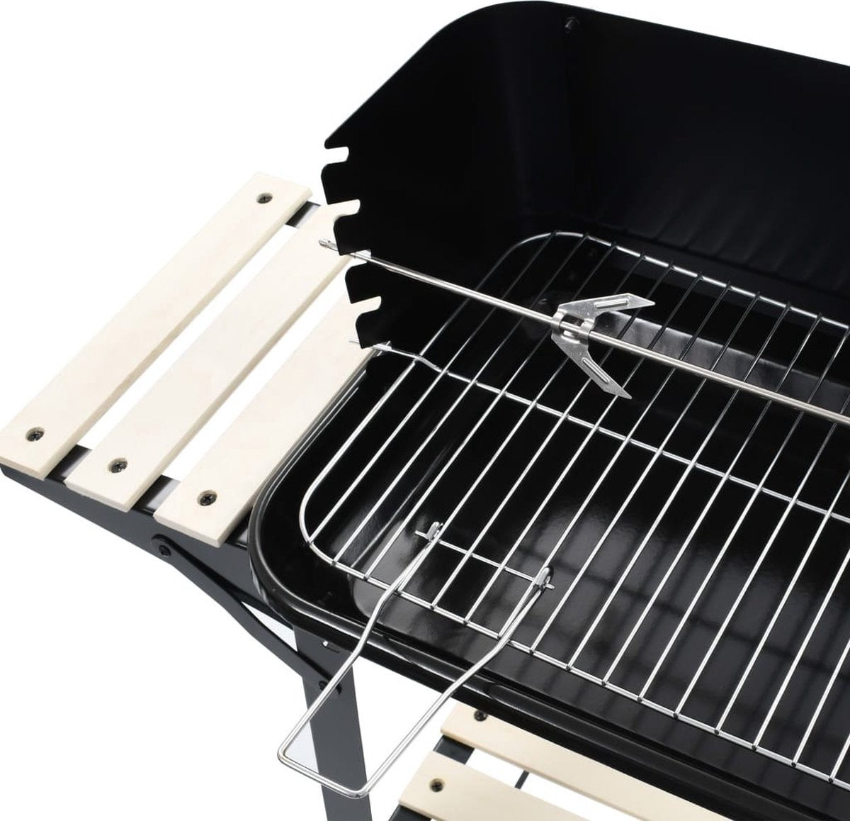 BBQ Barbecue op wielen rechthoek houtsko ol met zijtafel 83x45cm - grill 40cm   TU UC
