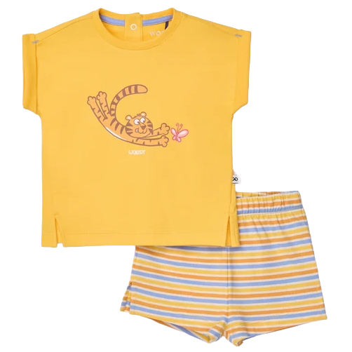 WOODY Meisjes pyjama - geel - 8j.
