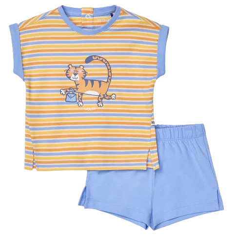 WOODY Meisjes pyjama - geel gestreept - 18m