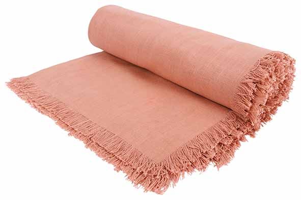 Tafelkleed fringes recht - 250x140cm - oud roze